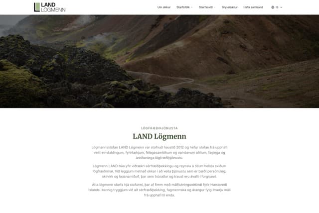 Vefsíðuverkefni fyrir LAND Lögmenn