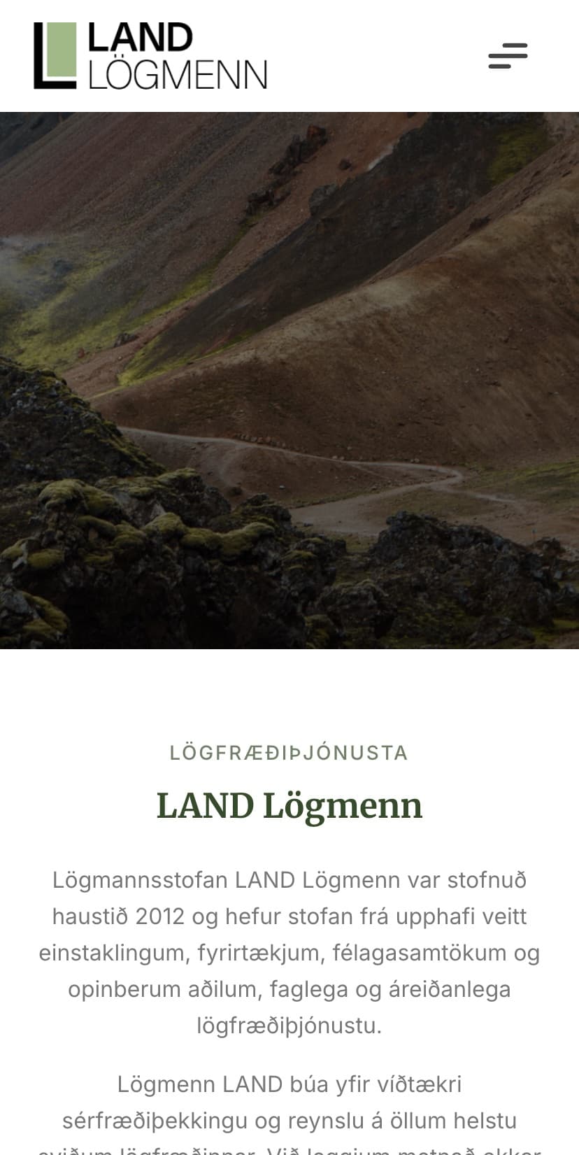 Forsíða LAND lögmenn verkefnis